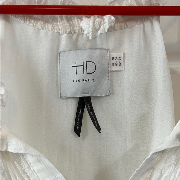 HD in Paris Anthropologie White Silk Shadow Pane V Neck Blouse Tank Top - Size 4 - Picture 2 of 12